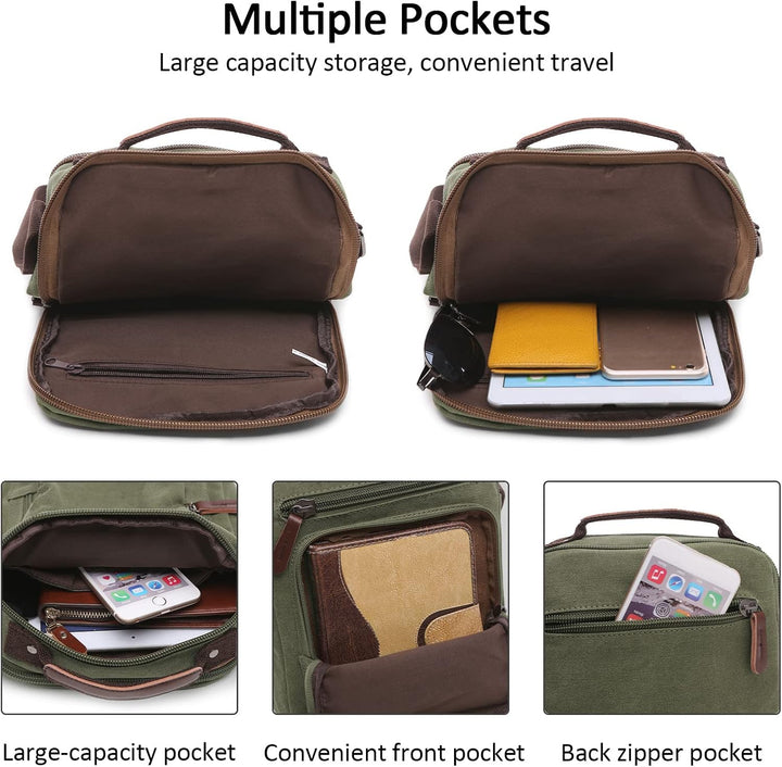 DORRISO Mode Herren Umhängetasche Leinwand Schultertasche Klein Schultertaschen Leicht Kuriertasche