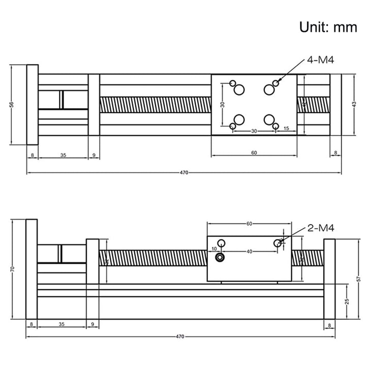 Befenybay Lineartischantrieb mit 350 mm Länge und quadratischen Linearschienen, Kugelumlaufspindel S