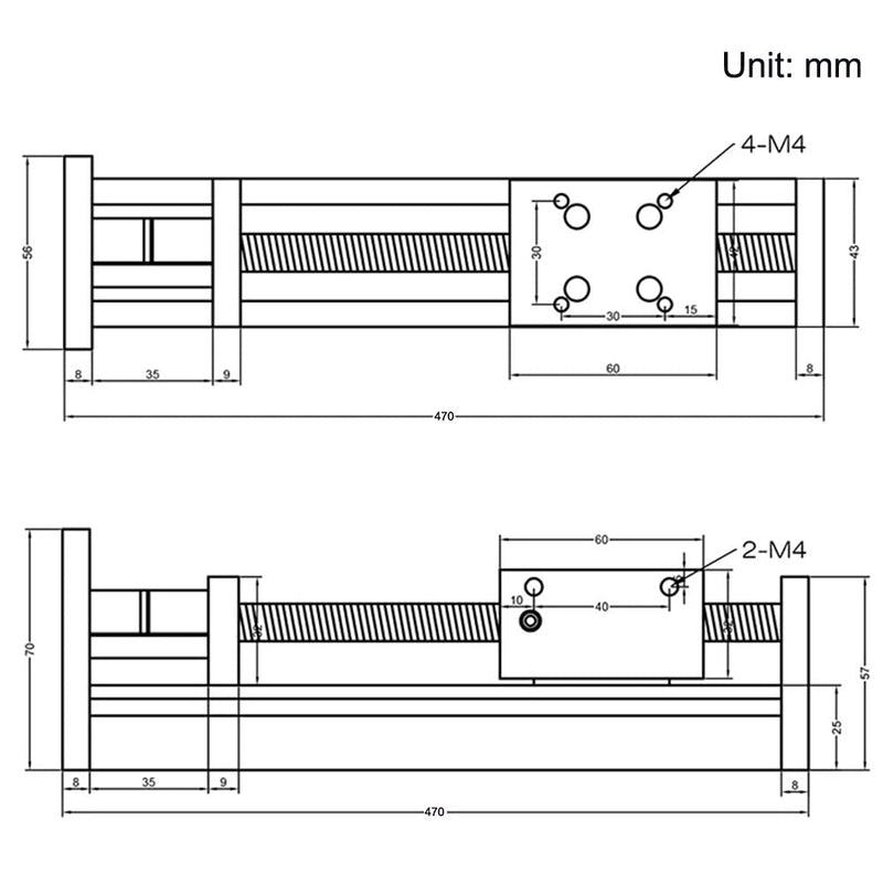 Befenybay Lineartischantrieb mit 350 mm Länge und quadratischen Linearschienen, Kugelumlaufspindel S