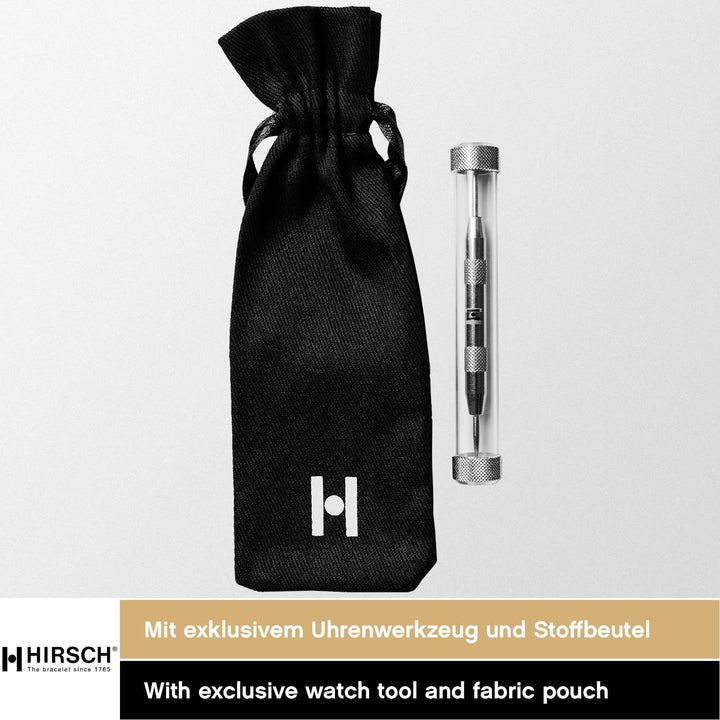 HIRSCH Uhren-Armband Duke - Uhr-Band aus italienischem Kalbs-Leder mit Alligator-Prägung 14 mm Goldb