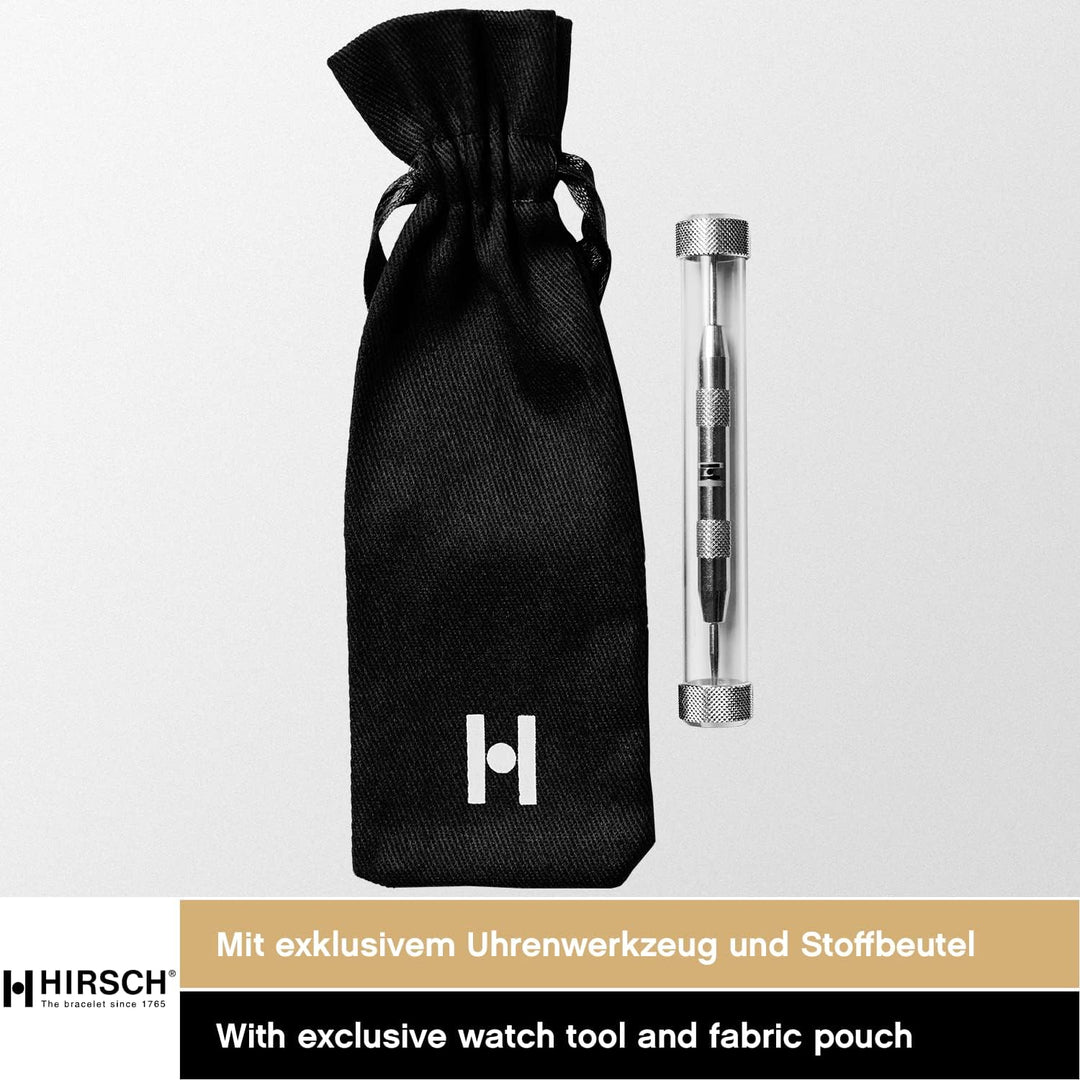 HIRSCH Uhren-Armband Crocograin - Uhr-Band aus glänzendem Kalbs-Leder mit Krokodil-Prägung 14 mm Bla