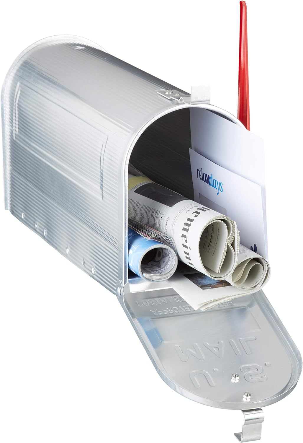 Relaxdays Amerikanischer Briefkasten, Aluminium, Original US Mailbox, Fahne, Nostalgie, HxBxT: 22 x