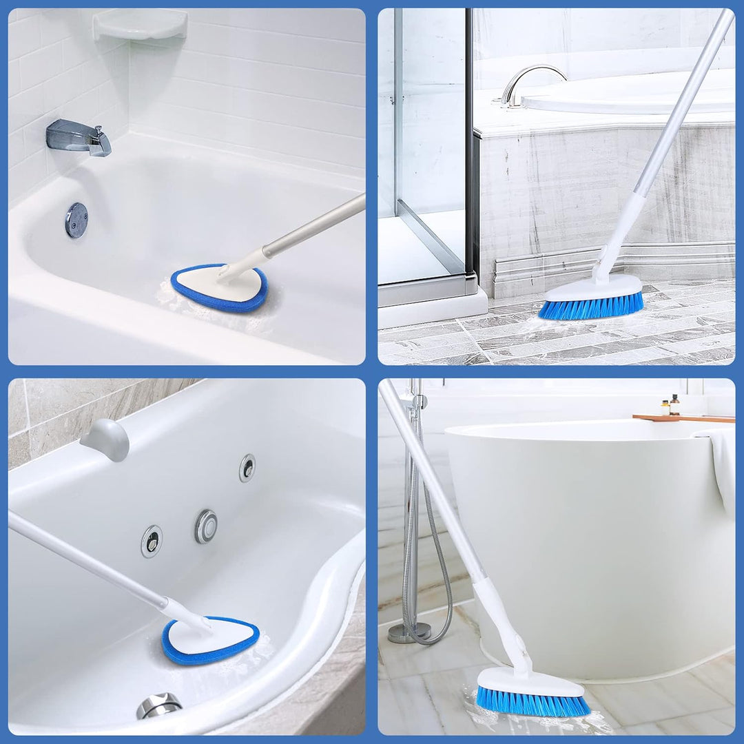 Qaestfy Reinigungsbürste Bad Dusche Schrubber mit Stiel Fliesenreiniger Borstenbürste Badreiniger mi
