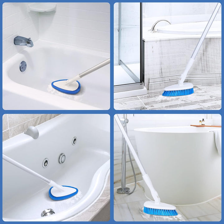 Qaestfy Reinigungsbürste Bad Dusche Schrubber mit Stiel Fliesenreiniger Borstenbürste Badreiniger mi