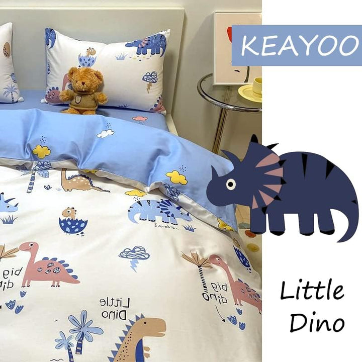 KEAYOO Baby Bettwäsche 100x135 Weiss mit Buntstiftzeichnung Süsses Tier und Bäume 100% Baumwolle mit