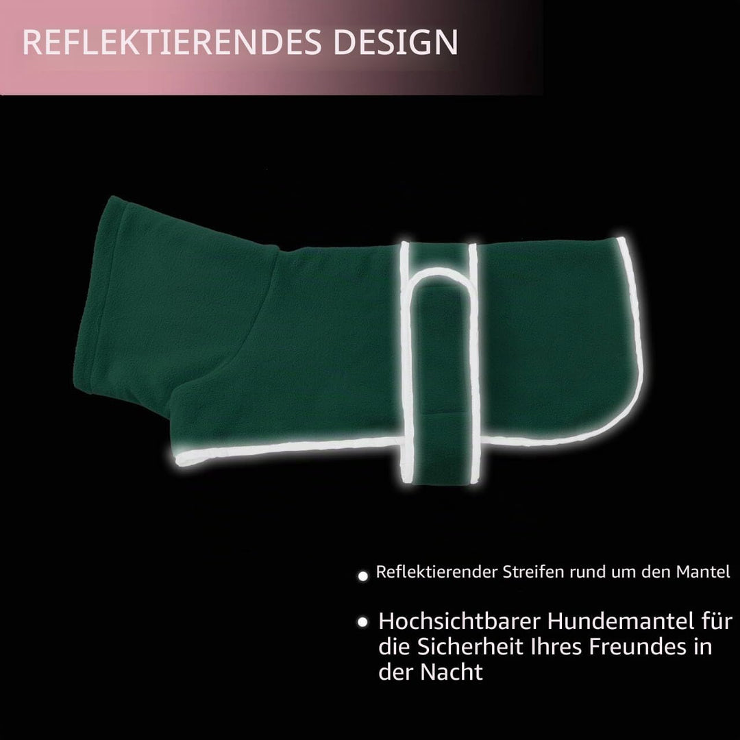 MOREZI Winterhundejacke mit wattiertem Flusenfutter, verstellbarem Klettknopf und hochklappbarem Ste