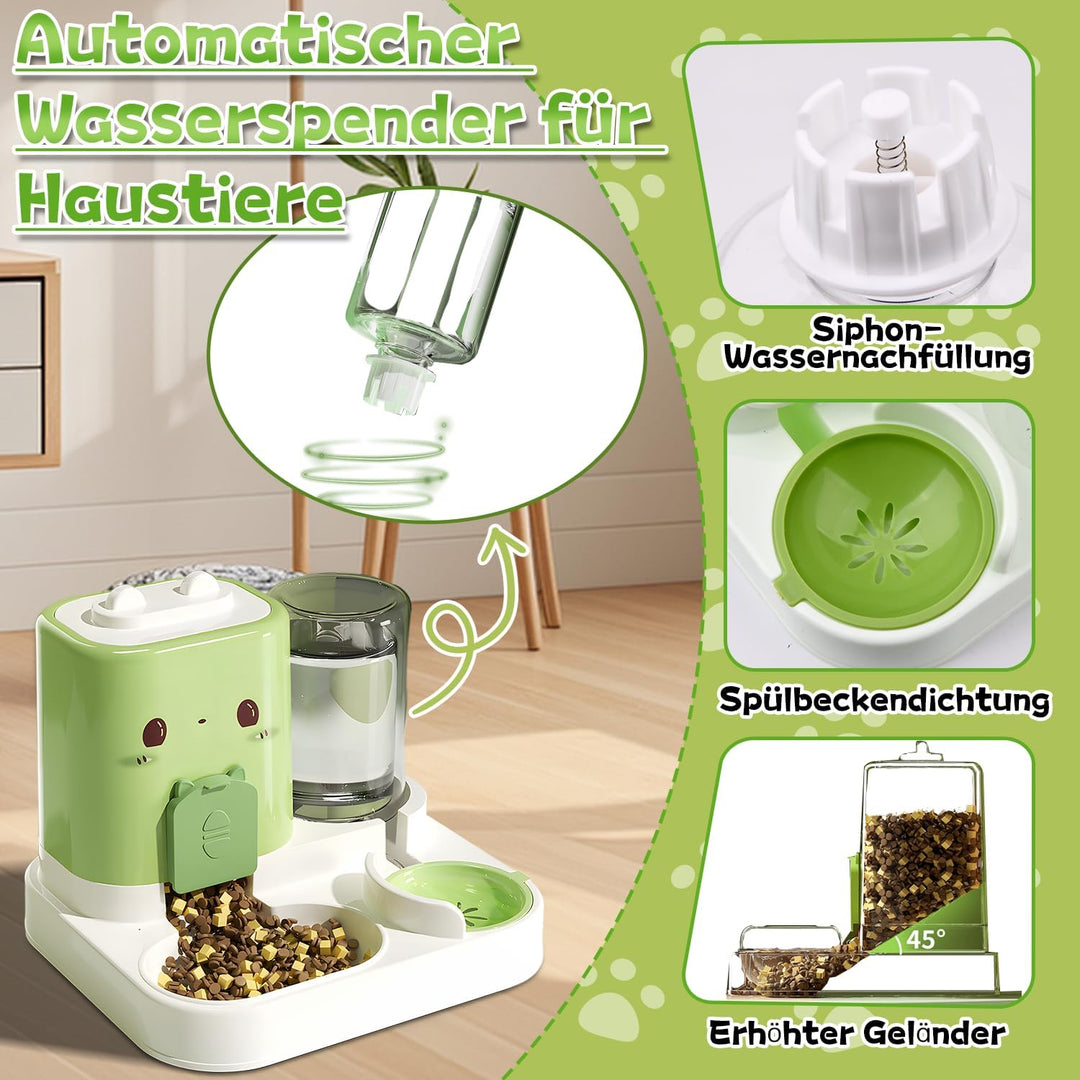 Automatischer Futterspender für Katzen/Hunde, Futterautomat Katze, 2-In-1 Automatischer Katzenfutter