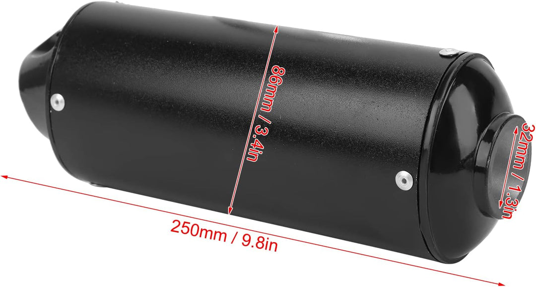 Powersports Schalldämpfer Auspuff 32 Mm 1,3 Zoll Auspuff Schalldämpfer Schwarz für 90 110 125 150 16