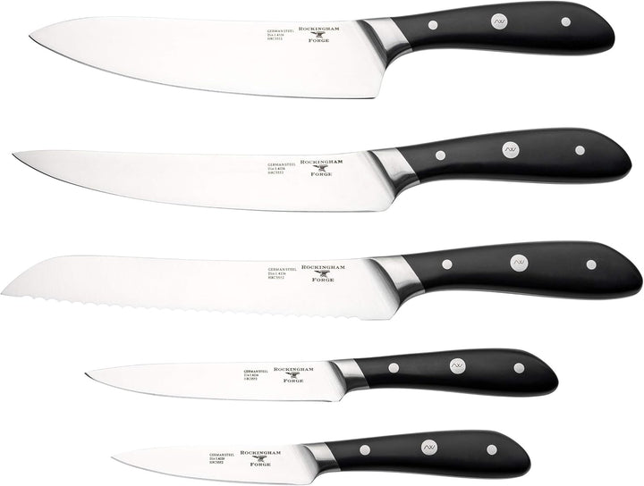 Rockingham Forge Ashwood Black Schwarz 6-Stück Messerblock – 5 Messer und Schwarzer Messerblock aus