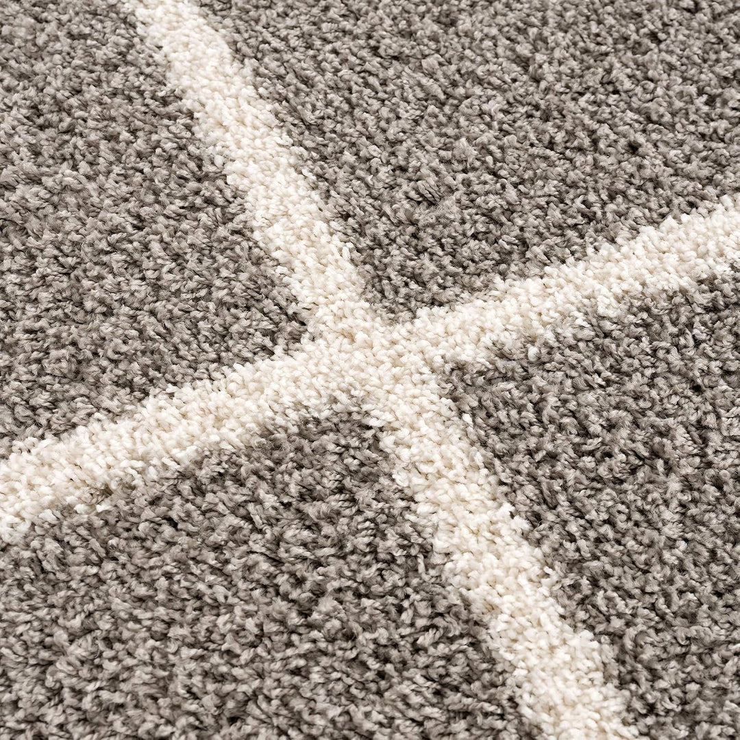 SANAT Madrid Shaggy Teppich Rund - Hochflor Teppiche für Wohnzimmer, Schlafzimmer, Küche - Grau, Grö