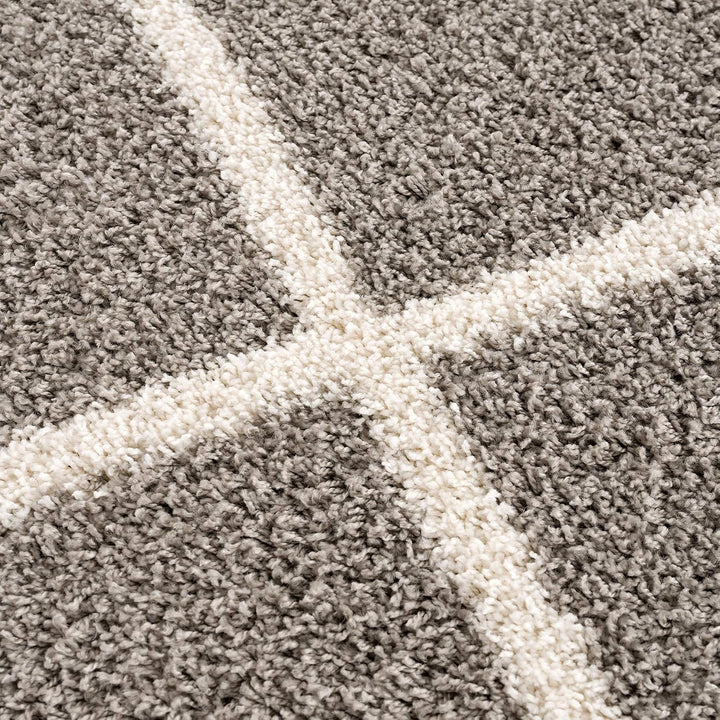 SANAT Madrid Shaggy Teppich Rund - Hochflor Teppiche für Wohnzimmer, Schlafzimmer, Küche - Grau, Grö