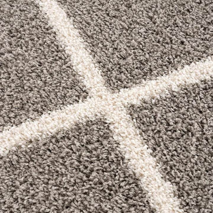 SANAT Madrid Shaggy Teppich Rund - Hochflor Teppiche für Wohnzimmer, Schlafzimmer, Küche - Grau, Grö