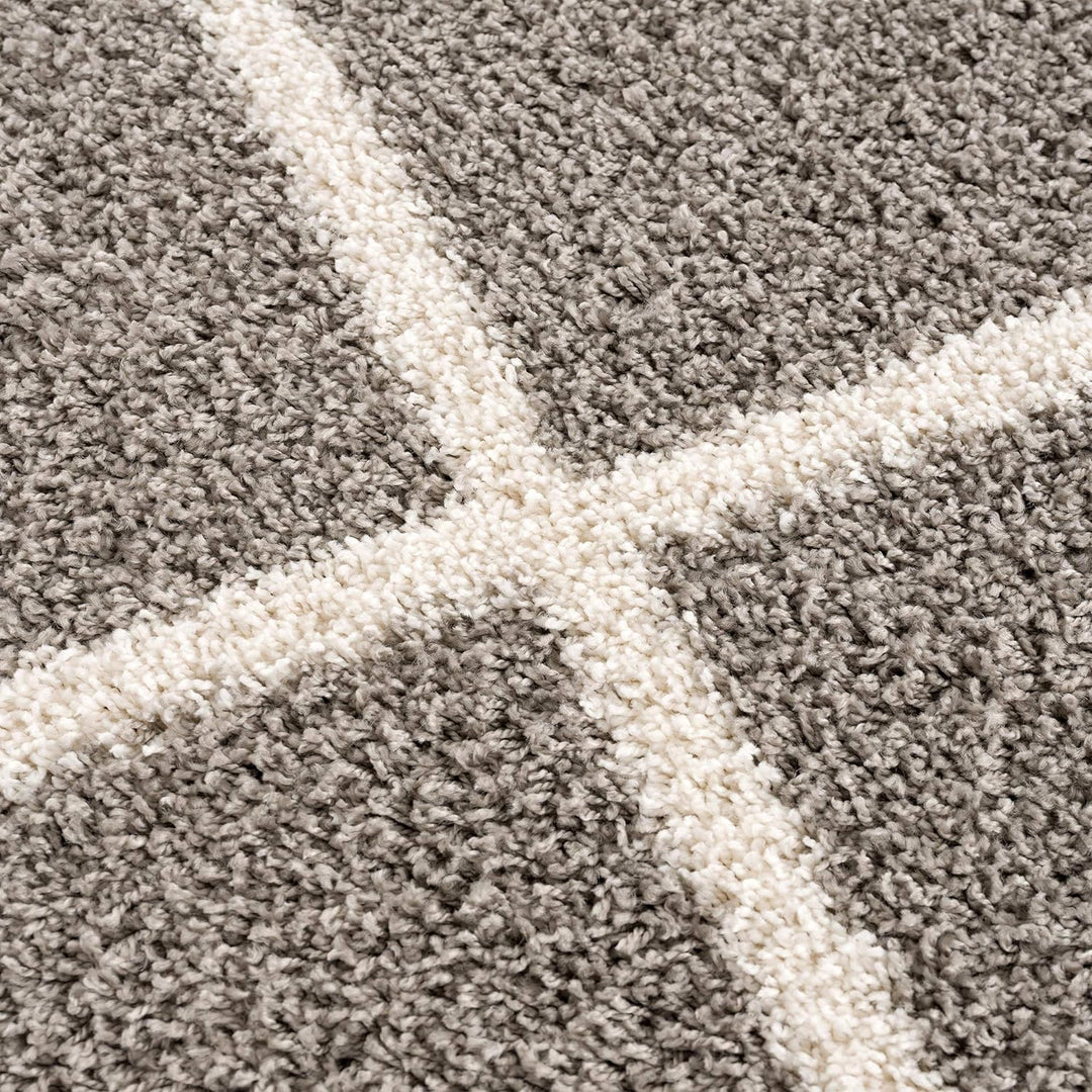 SANAT Madrid Shaggy Teppich Rund - Hochflor Teppiche für Wohnzimmer, Schlafzimmer, Küche - Grau, Grö