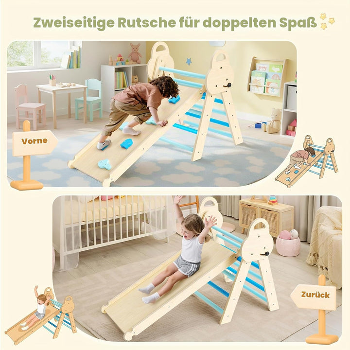 Klettergerüst für Kleinkinder, Kletterleiter aus Holz für Kinder mit gemütlichem Kissen, Indoor-Mont