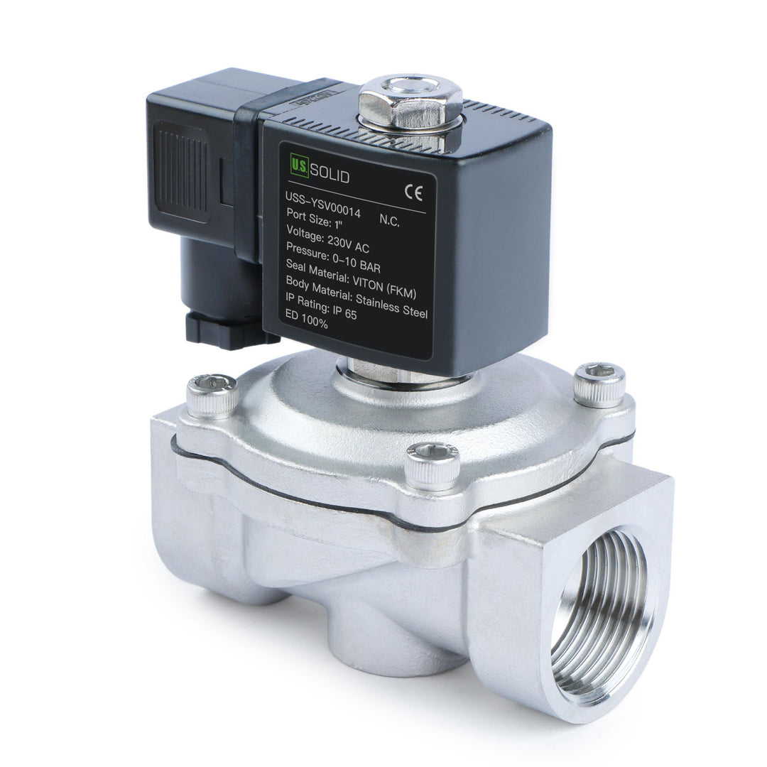 U.S. Solid Solenoid Valve Magnetventil Edelstahl G 1" 230V AC Normal geschlossen NC 0-10 bar, ventil