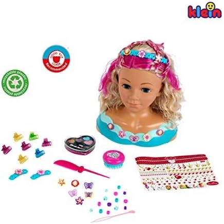 Klein Theo 5398 Princess Coralie Schmink- und Frisierkopf 'Mariella' | Mit Haarschmuck, Kosmetik u.v