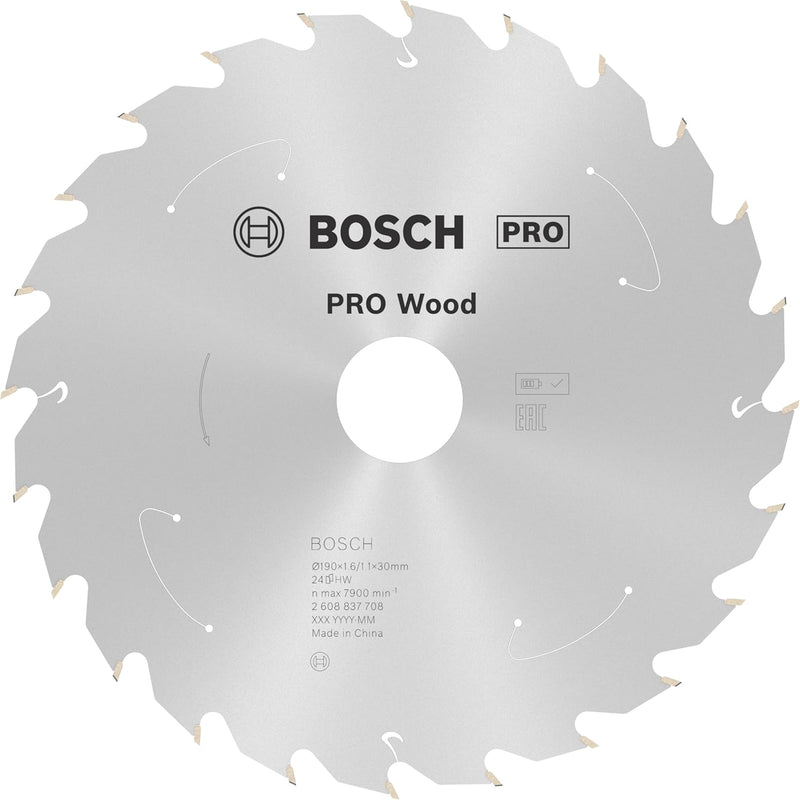 Bosch Accessories 1x Kreissägeblatt Standard for Wood (Holz, Sägeblatt Ø 190 x 30 x 1,6 mm, 24 Zähne