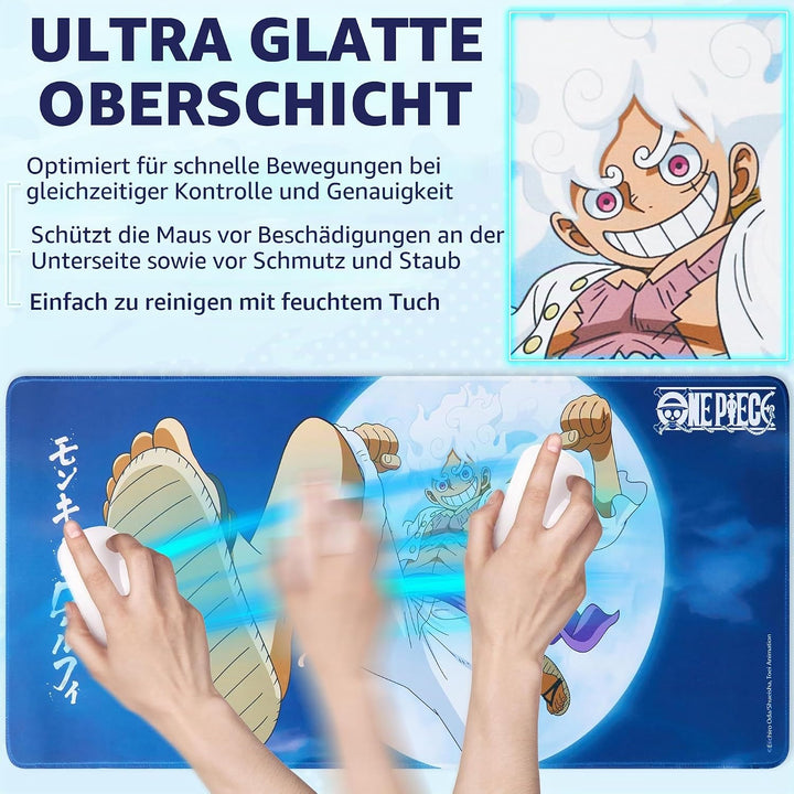 One Piece Mauspad XXL 80x35 cm, Schreibtischunterlage Gross, PC Mousepad Gaming rutschfest Schreibti