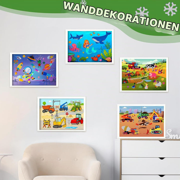 URMYWO Folienspass Kinder, Dinosaurier und Weltraum Foil Art FüR Kinder,Bastelsets FüR MäDchen Junge
