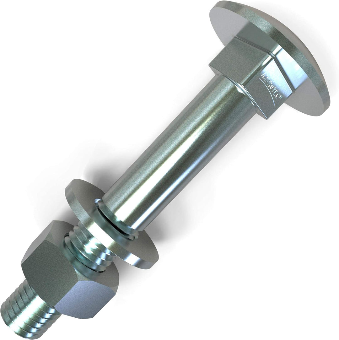 50 Stück Schlossschrauben M12 x 80 Flachrundkopfschrauben + Muttern und U-Scheiben Länge 30-160mm Au