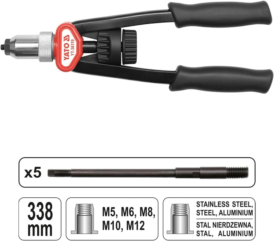 Yato YT-36119 Hand-Werkzeug für Muttern M5 / M6 / M8 / M10 / M12