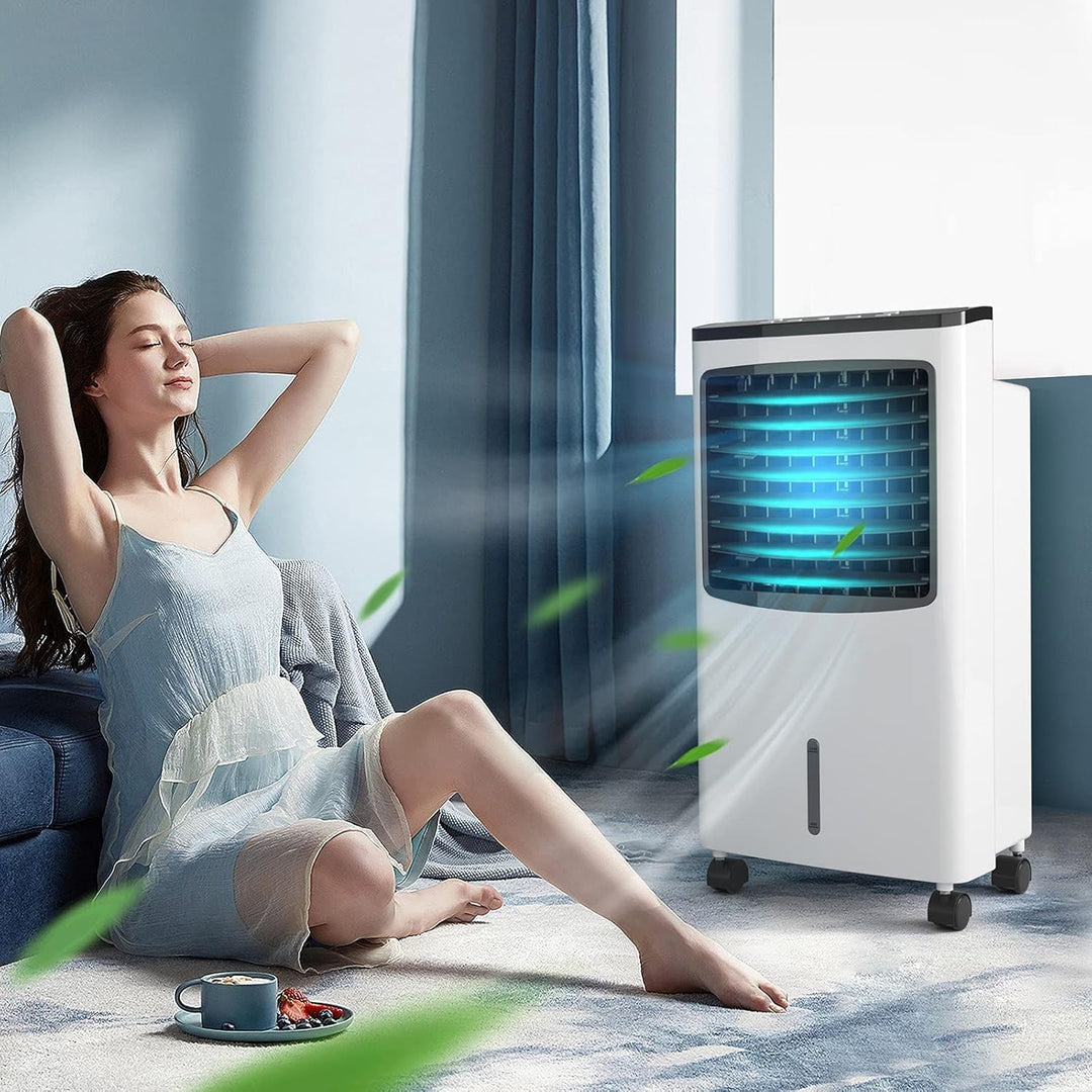 RELAX4LIFE 3 in 1 Mobile Klimaanlage, Ventilator mit Fernbedienung &amp; 2 Kühlakkus, 75W Klimagerät mit