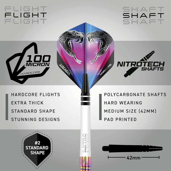RED DRAGON Peter Wright Snakebite 1 Profi Dartpfeile Tungsten Darts Set mit Flights und Schäfte 18.0