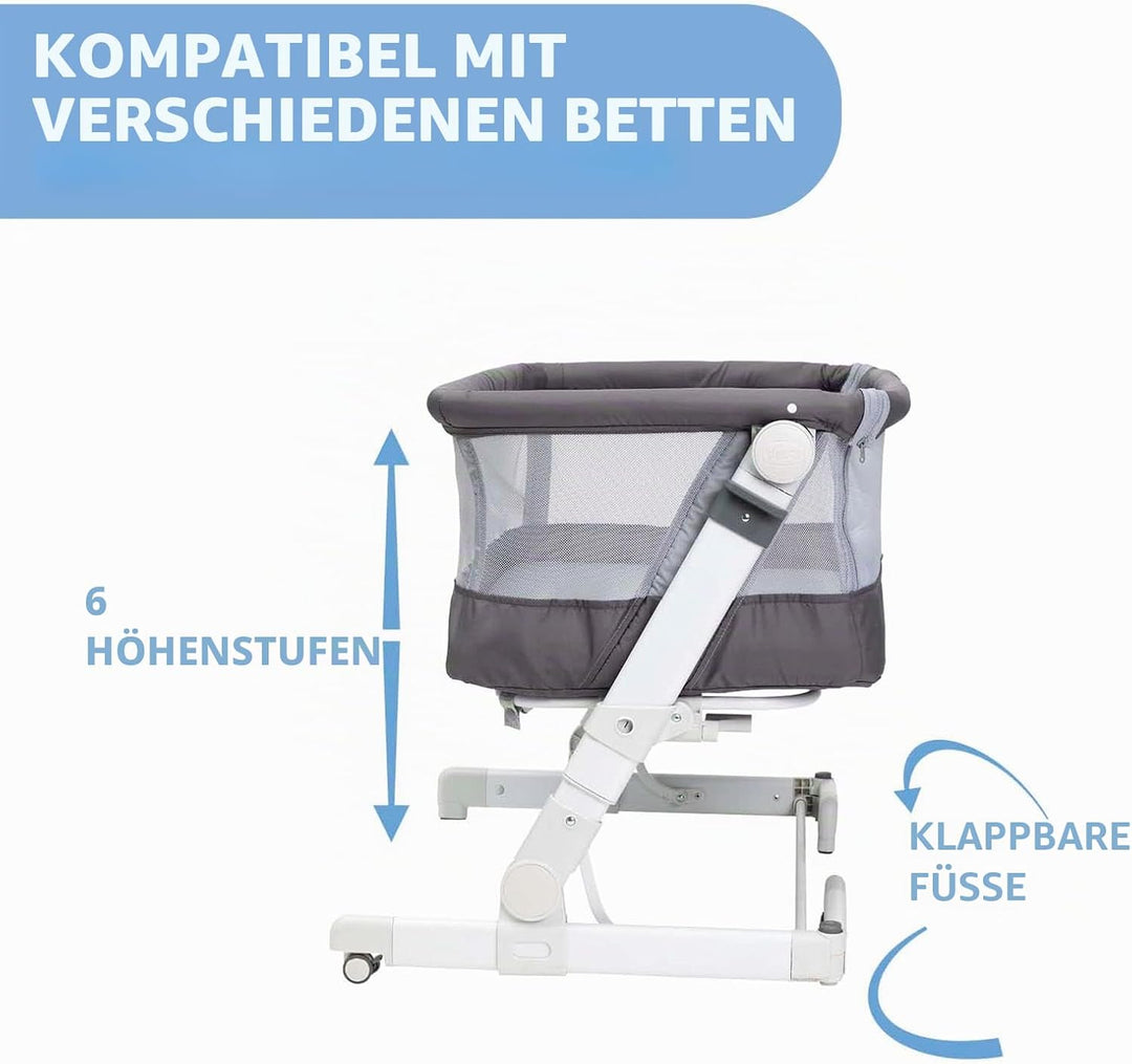 Chicco, Next2Me Pop Up Beistellbett, Höhenverstellbar, Neigbar, Kompatibel mit verschiedenen Betten,