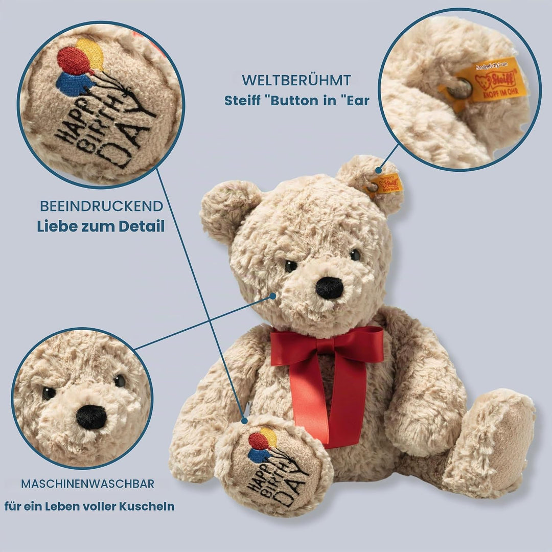 Steiff Kuscheltier Jimmy Teddybär – Happy Birthday, Süsses Stofftier, Jungen, Mädchen &amp; Babys ab 0 M