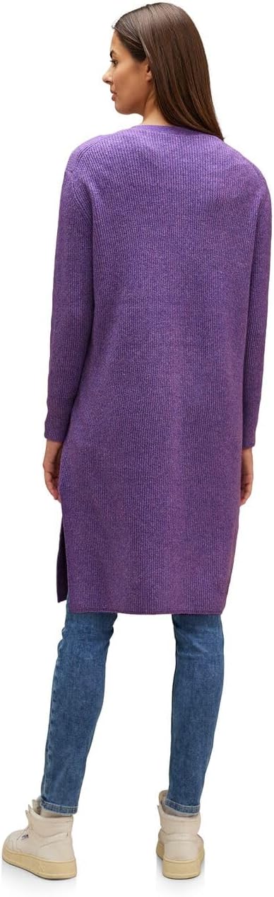 Street One Damen Langer Melange Cardigan 46 Dark Lupine Lilac Melange, 46 Dark Lupine Lilac Melange