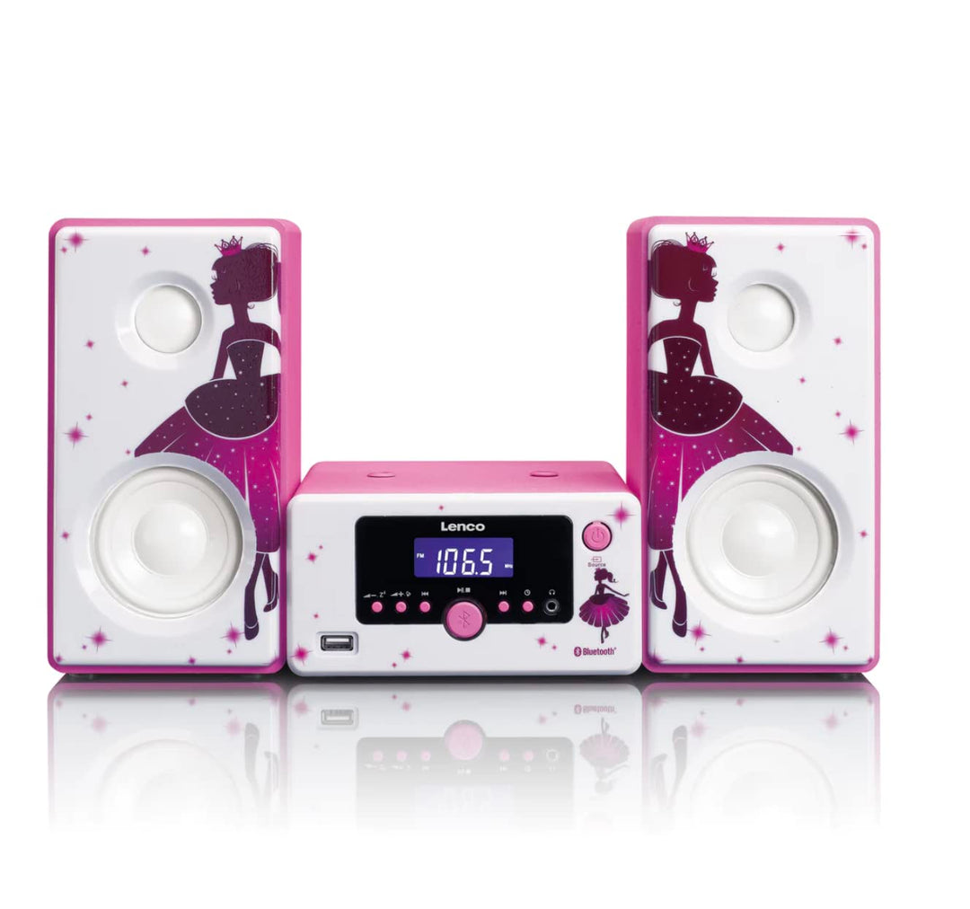 Lenco Stereoanlage MC-020 Kompaktanlage mit Bluetooth, USB und UKW-Radio (Weckfunktion, USB-Lader, A