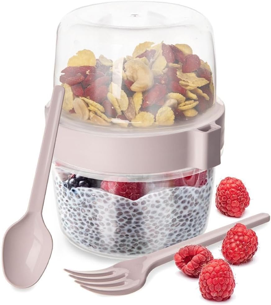 orion group Joghurtbecher mit Löffel und Schale Joghurtbehälter Müslibecher To Go 370 ml