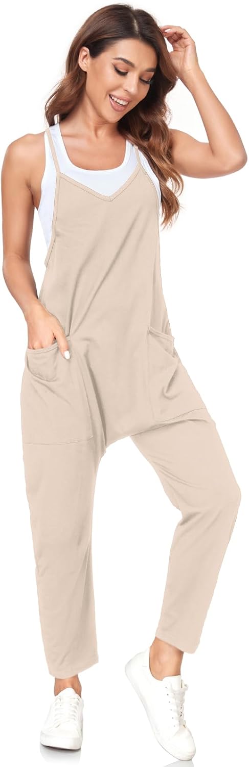 VUTRU Stylischer Damen Sommer Overall – Ärmelloser Jumpsuit mit lockerer Passform,V-Ausschnitt,trend