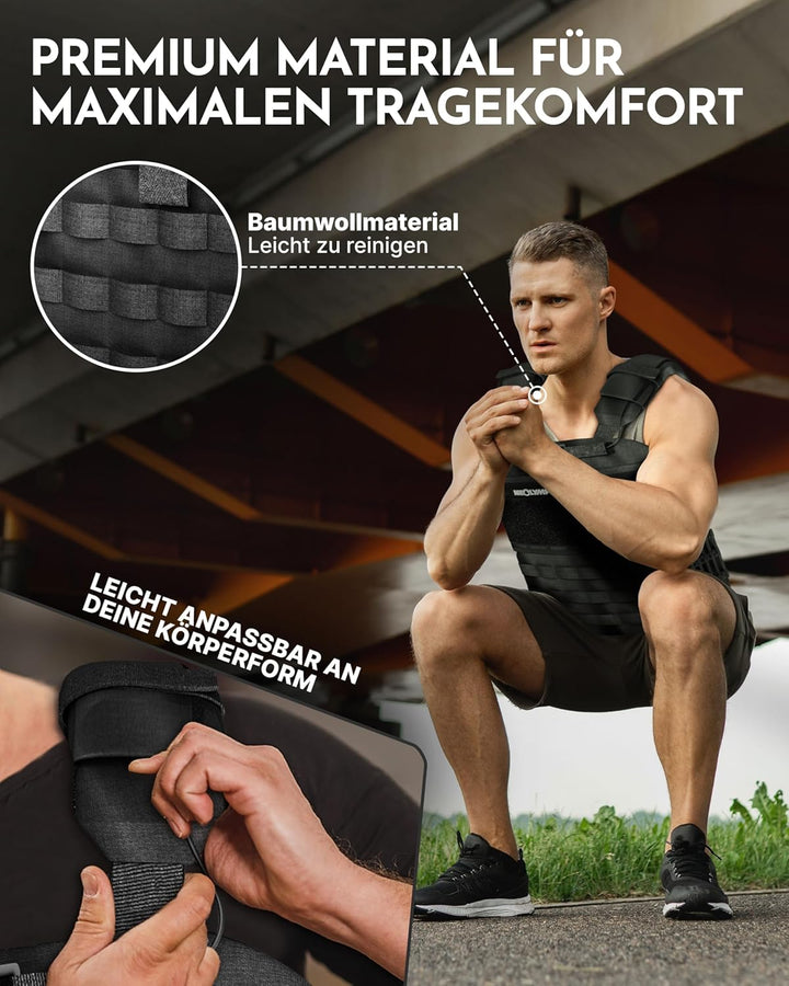 NEOLYMP Gewichtsweste – Unisex Weighted Vest – Plattenträger Weste mit Tasche – Kein Verrutschen – A