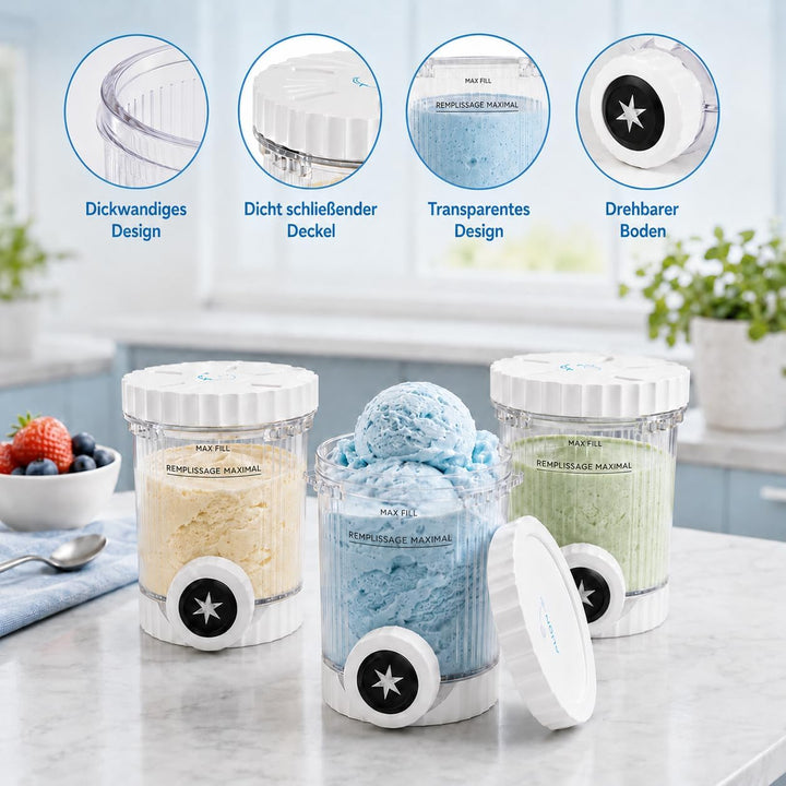 4 Stück Creami Swirl Behälter kompatibel mit Ninja CREAMi NC700/NC701EU Serie, 480 ml Eisbehälter mi