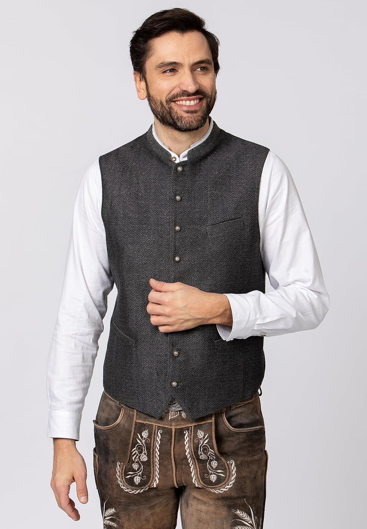 Stockerpoint Herren Pino Trachtenweste 48 Grau, 48 Grau