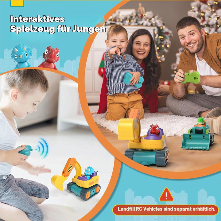 Lehoo Castle Ferngesteuertes Auto ab 3 Jahre, Wiederaufladbar Bagger Kinder 2 Jahre mit Dinosaurier-