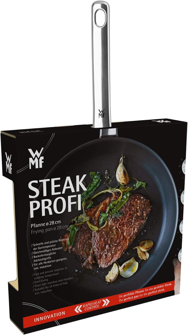 WMF Steak Profi Bratpfanne 28 cm, Steakpfanne Induktion ideal für scharfes Anbraten, Mehrschichtmate