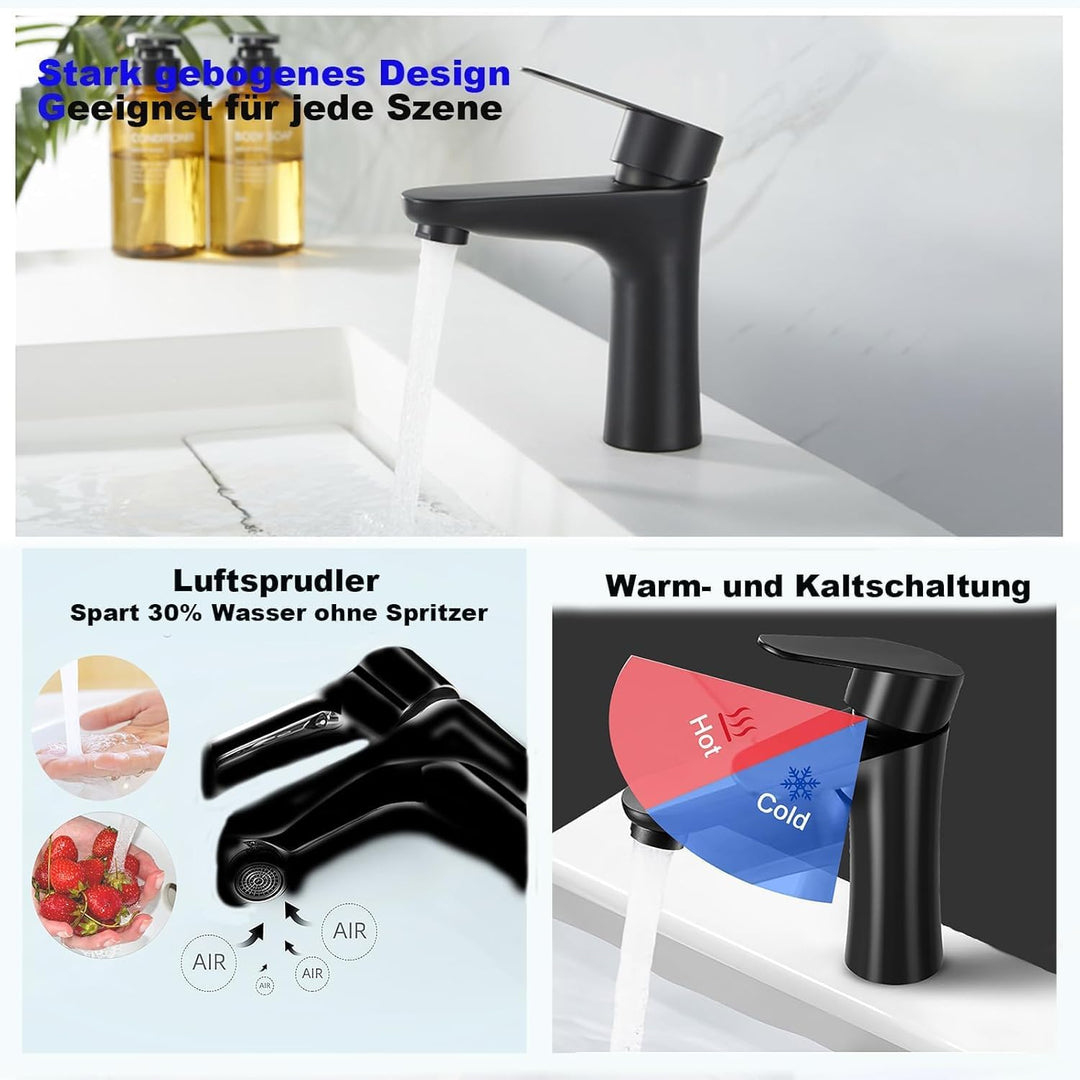 Heiss und kalt Badarmatur aus Edelstahl mit geräuschloser Keramikkartusche Einhebelmischer Waschtisc