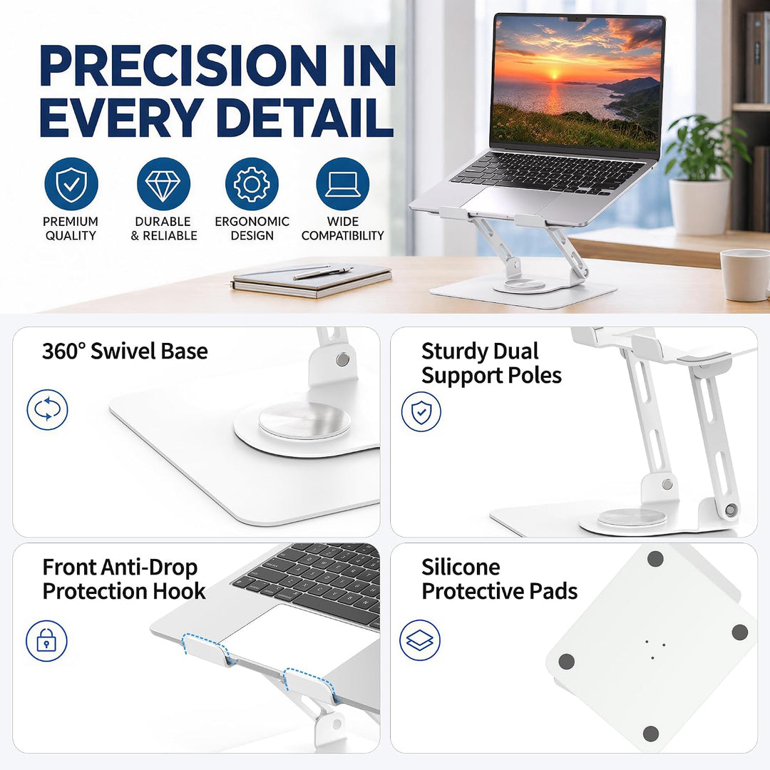 SOUNDANCE Laptopständer mit 360° drehbarer Basis, Ergonomische Computererhöhung für Schreibtisch, Ei