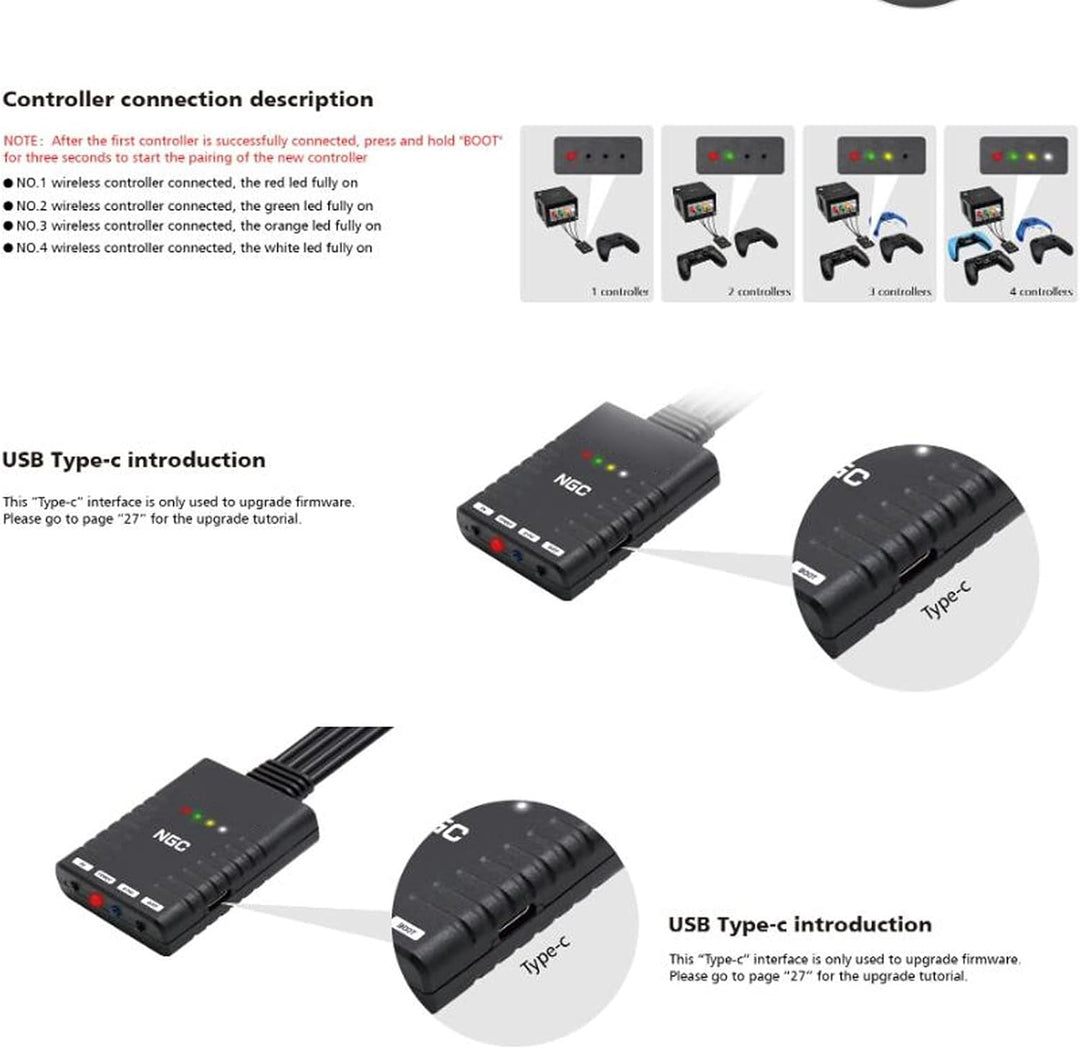 Gamecube Adapter, Professioneller Wireless Controller Adapter für GC Handle Converter für Wii für Sw