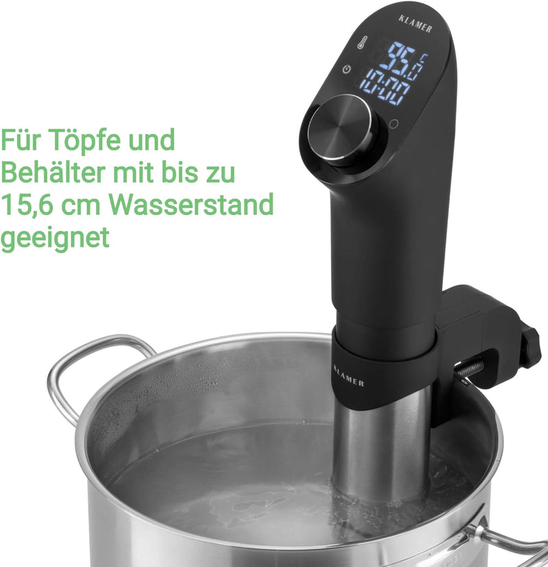 KLAMER Sous Vide Stick, 1200 Watt IPX7 wasserdichter Sous Vide Garer mit 3D Zirkulation und 20-95℃ T