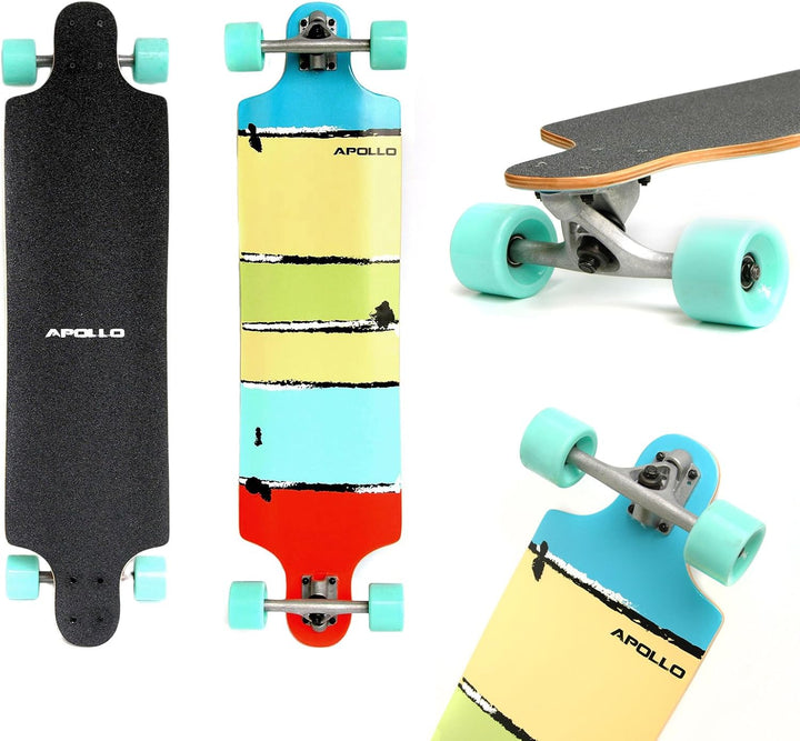 Apollo Longboard, Komplettboard mit High Speed ABEC Kugellagern, Drop Through, Freeride, Skaten, Cru