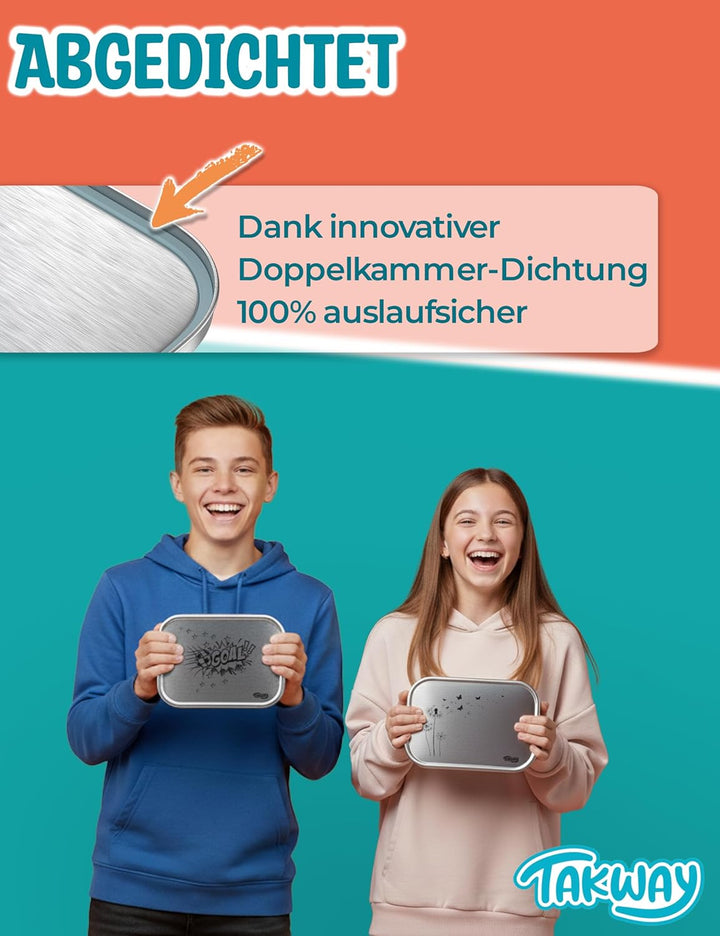Edelstahl Brotdose mit Fächern – Auslaufsichere Lunchbox für Kinder & Erwachsene, Bento Box mit flex