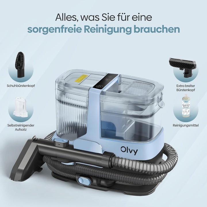 Olvy Teppichreiniger 2.0 - Leistungsstarker 17.000 PA Fleckenentferner mit 1,6m Schlauch, 4m Kabel,