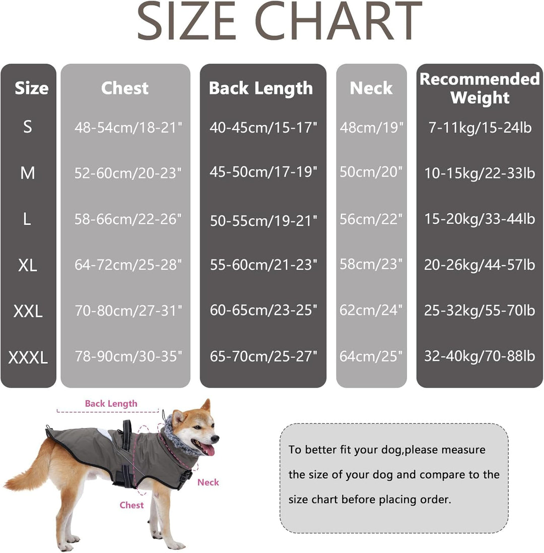 LIANZIMAU Wasserdichter Hundemantel mit Geschirr Wintermantel Hundepullover Fleece Reflektierende Hu