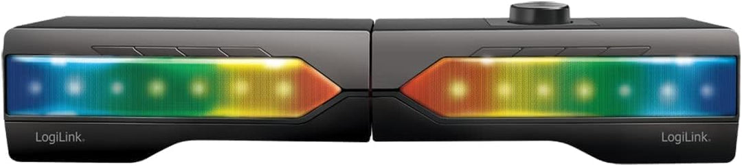 LogiLink Mobile Soundbar mit Party Licht, 2-in-1 Gaming Sound System, Anschluss über Bluetooth V5.0