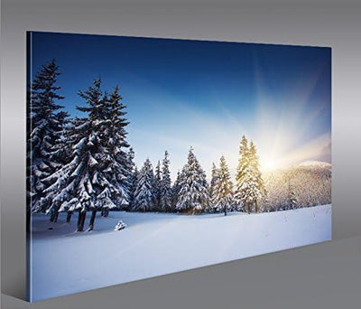 islandburner Bild Bilder auf Leinwand Winterlandschaft Alpen Berge Schnee 1p XXL Poster Leinwandbild