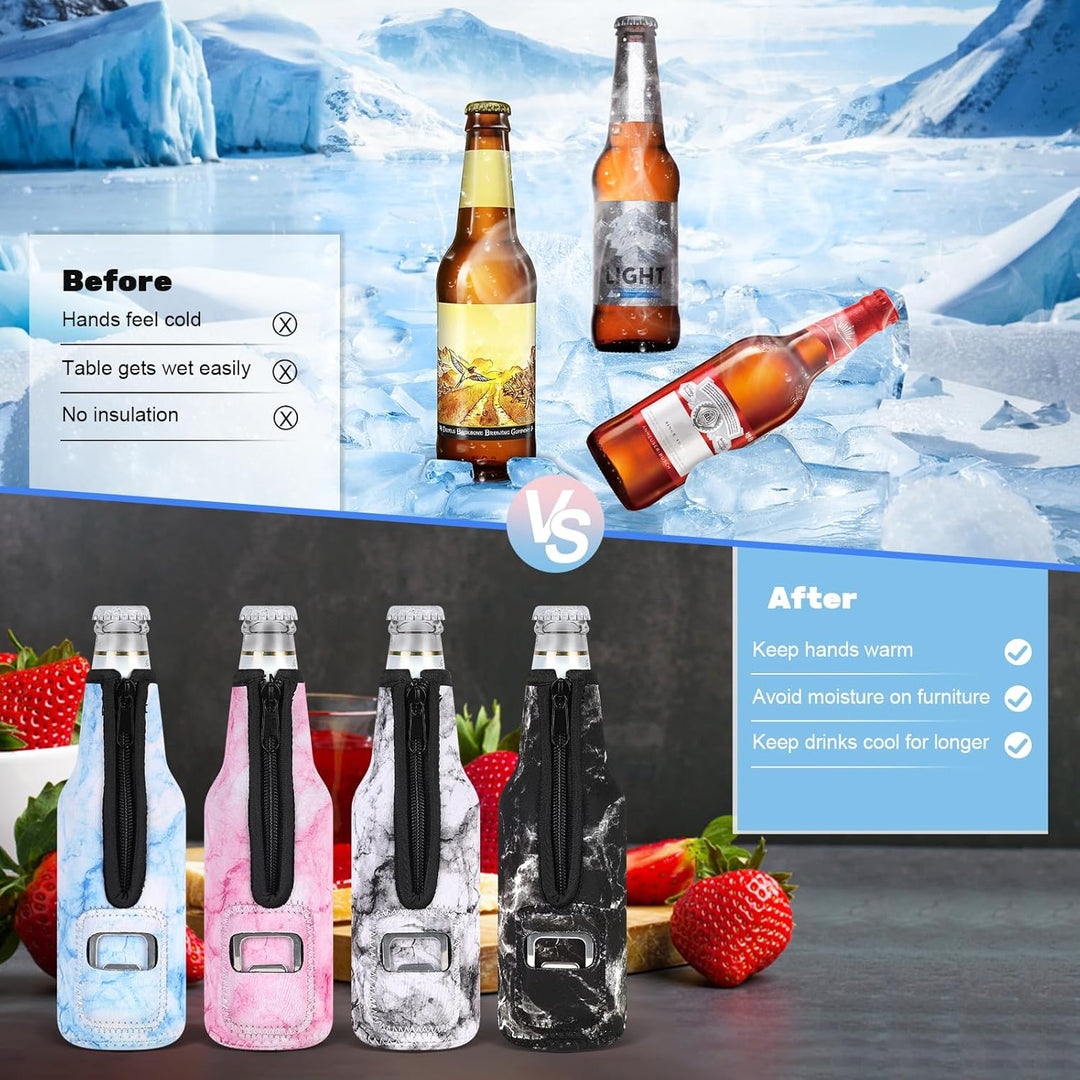 Desing Wish 4 Stück 12oz 330 ml Bier Flaschenkühler Neopren Manschette Bierkühler Flaschen Kühlmansc