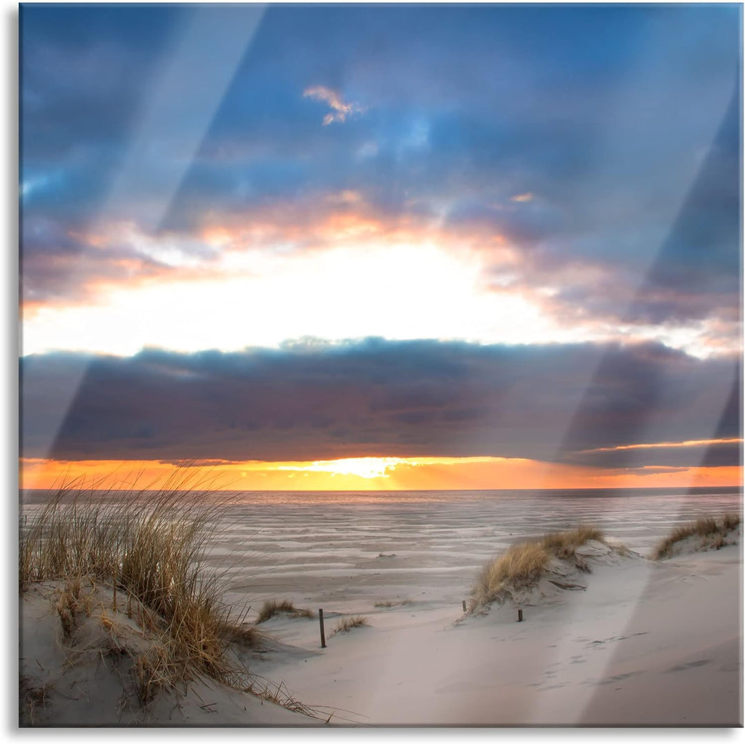 Pixxprint Glasbild | Wandbild auf Echtglas | Sanddüne an der Nordsee | 50x50 cm | inkl. Aufhängung u